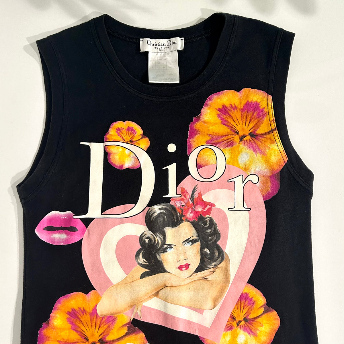 美品　Christian Dior ピンク タンクトップ Kids' Tank Top Ivory Ribbed Cotton Jersey | DIOR