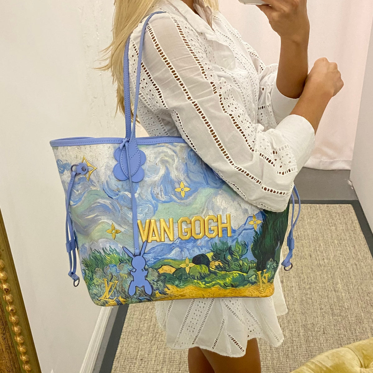Louis+Vuitton+Neverfull+Tote+MM+Blue+Canvas+Van+Gogh for sale