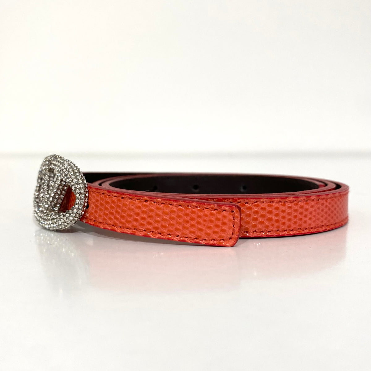 Valentino Crystal V Logo Pink Snakeskin Belt – Dina C