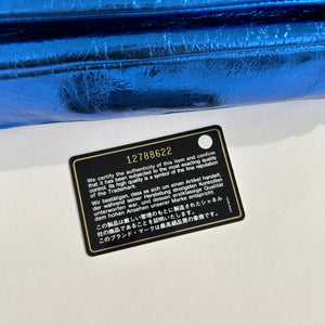 Chanel Metallic Blue Chain Trim Shoulder Bag