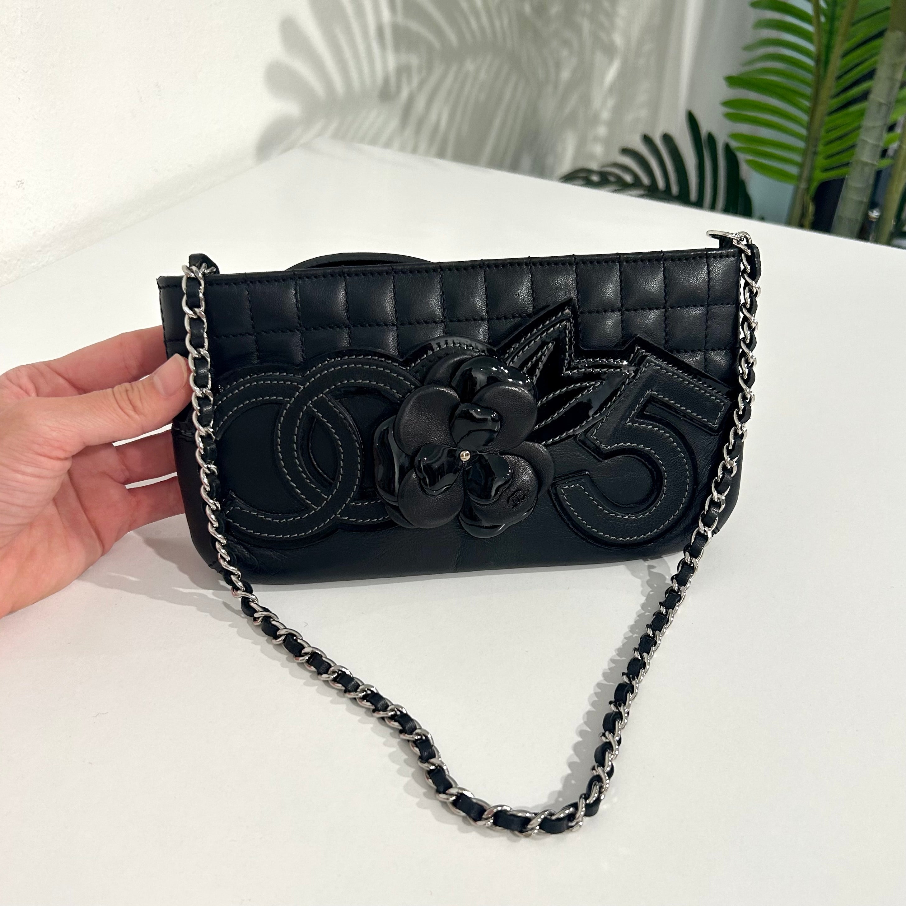 Chanel Black Icon Symbol Pochette Shoulder Bag