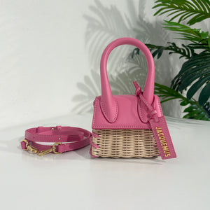 Jacquemus Pink & Wicker Mini Le Chiquito Bag