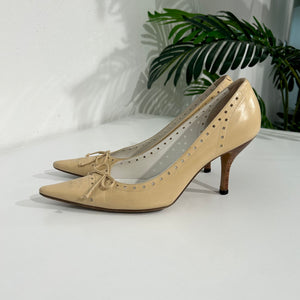 Chanel Beige Leather Perforated Heels