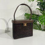 Chanel Vintage Brown Wicker Basket Bag