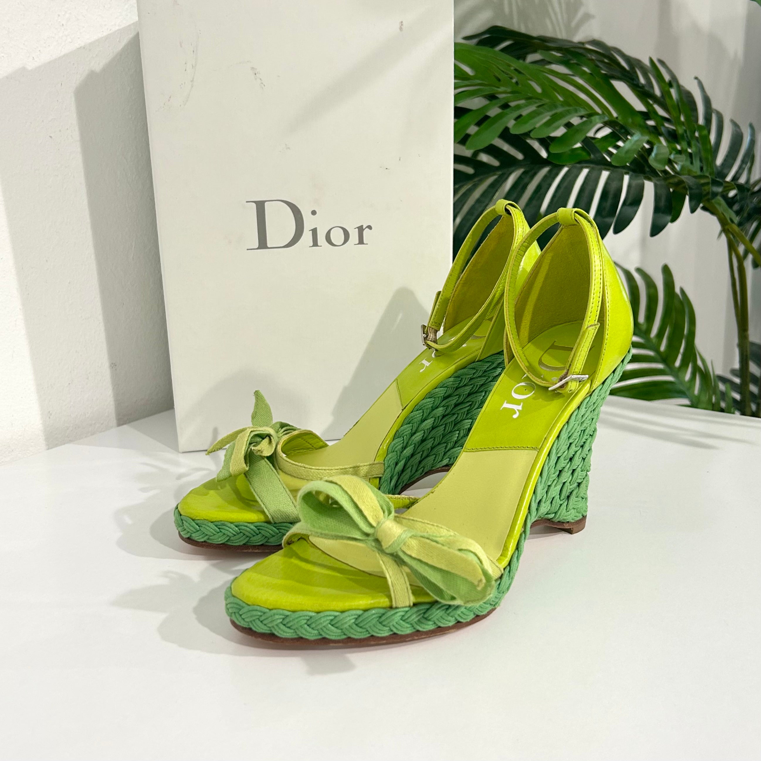 Dior Green Diorlita Wedges