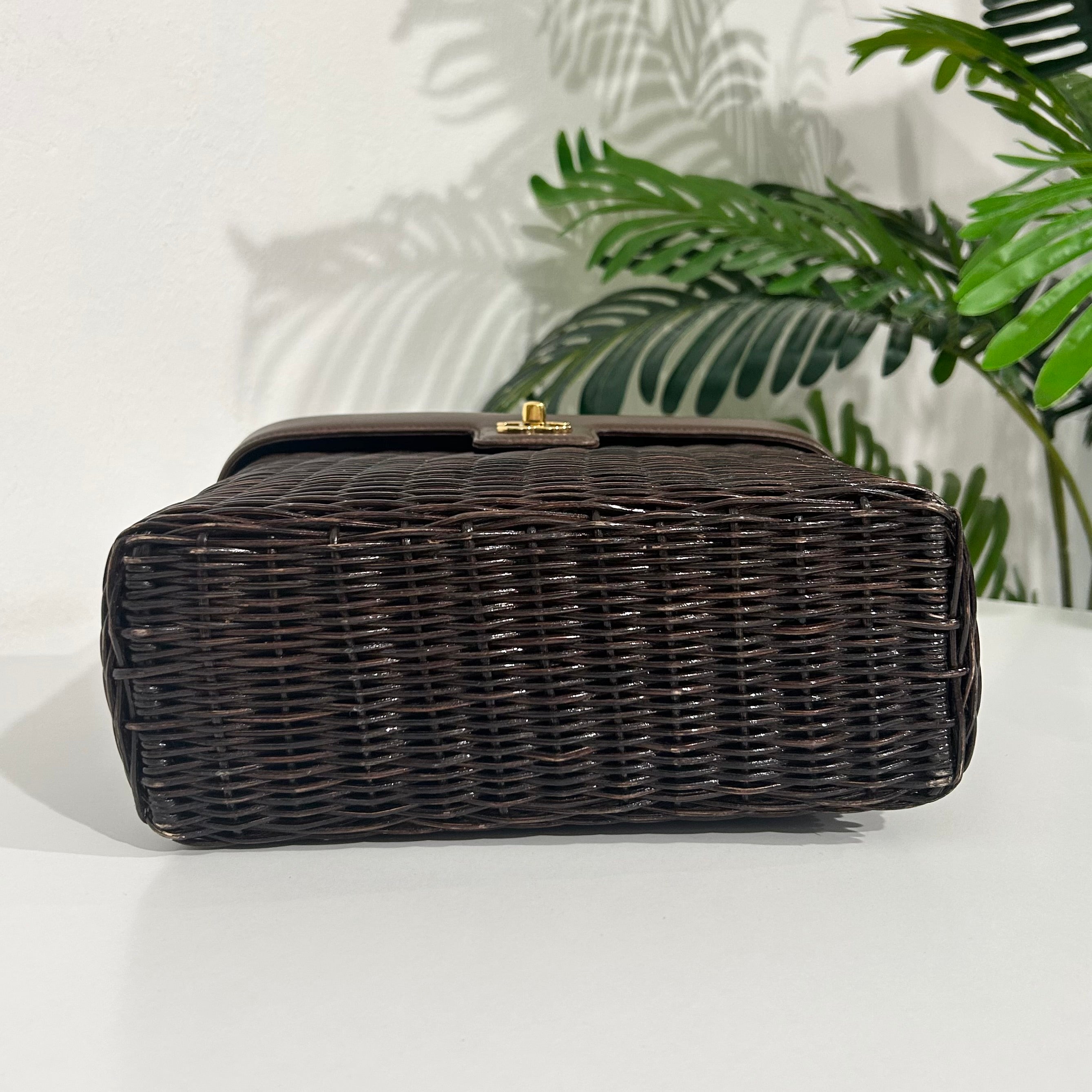 Chanel Vintage Brown Wicker Basket Bag