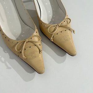Chanel Beige Leather Perforated Heels
