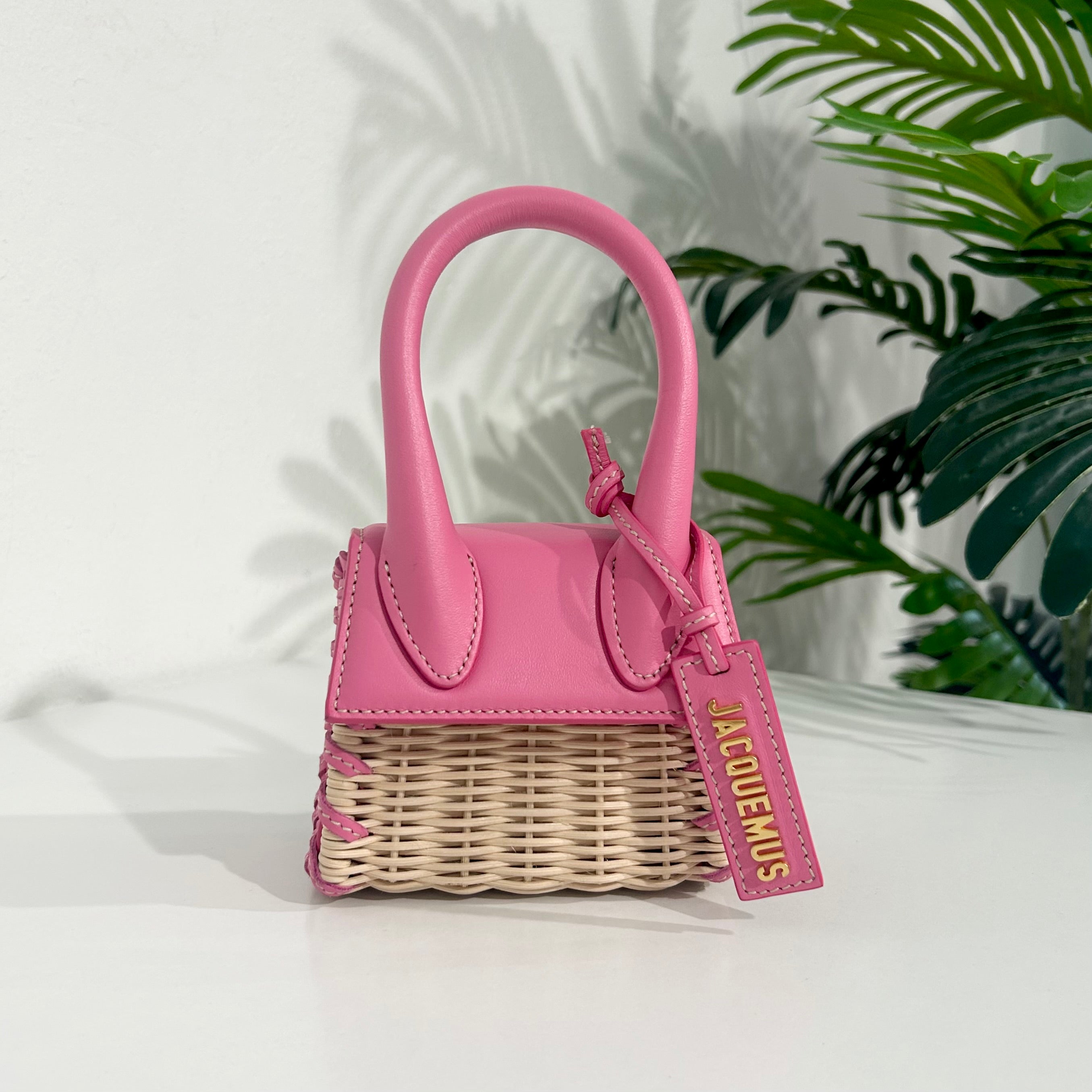 Jacquemus Pink Wicker Mini Le Chiquito Bag