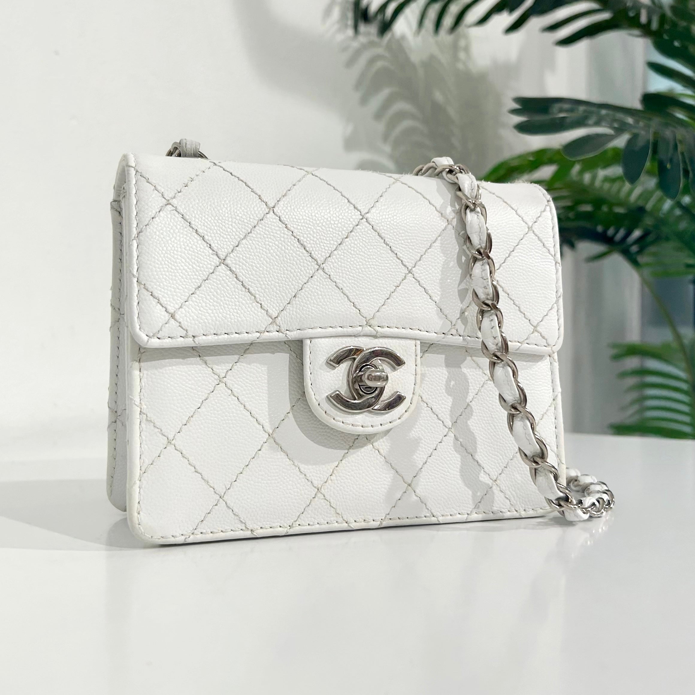 Chanel Vintage White Mini Square Flap Bag