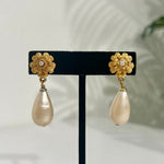 Chanel Pearl Drop Camellia Earrings