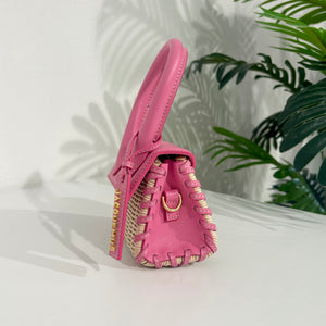 Jacquemus Pink & Wicker Mini Le Chiquito Bag