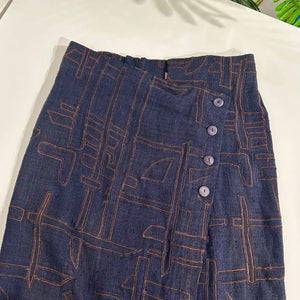 Romeo Gigli Navy Silk Asymmetric Skirt