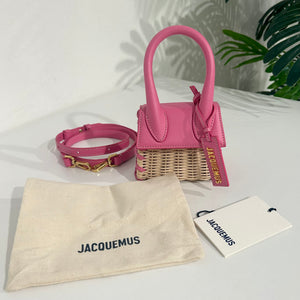 Jacquemus Pink & Wicker Mini Le Chiquito Bag