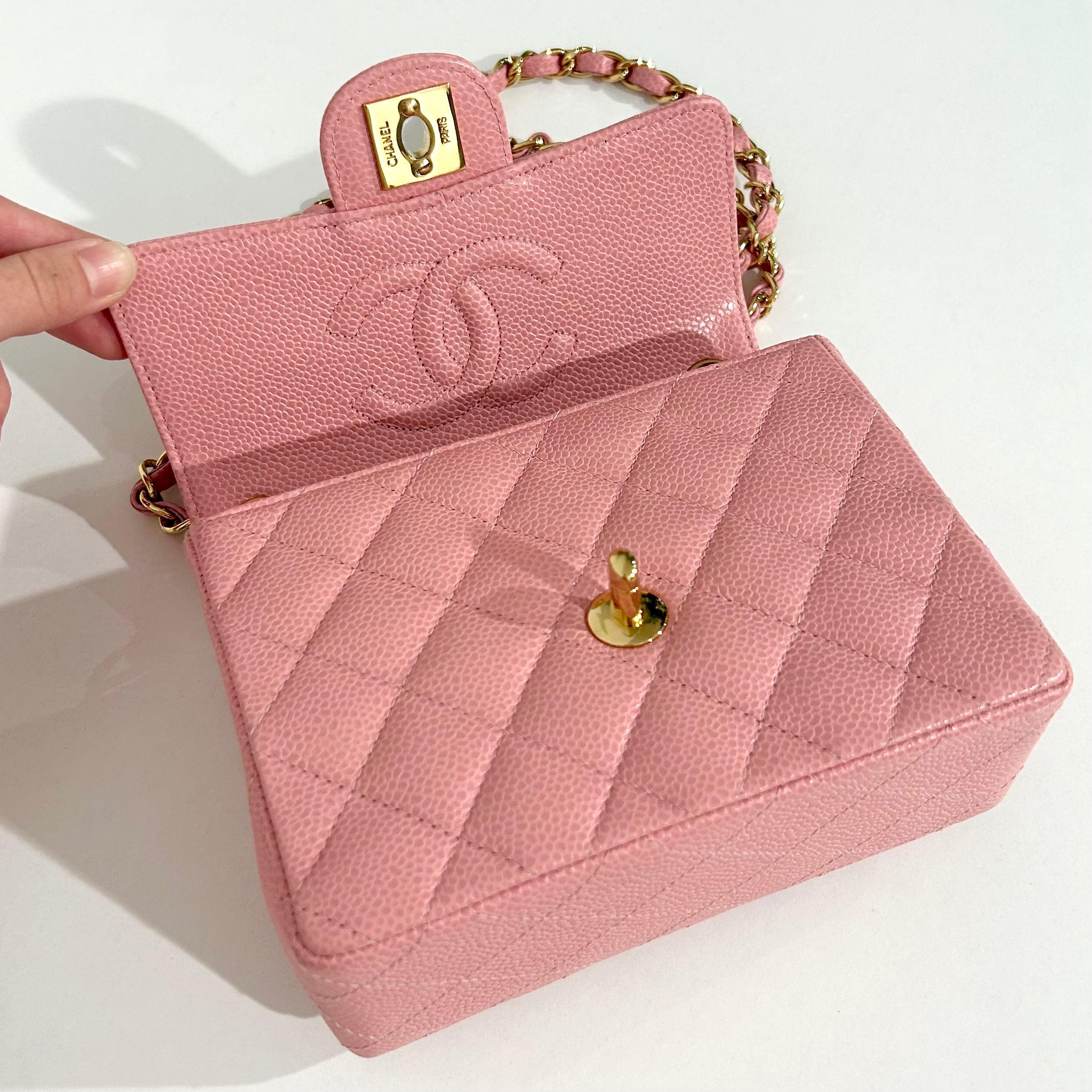 Chanel Pink Caviar Mini Square Flap Bag