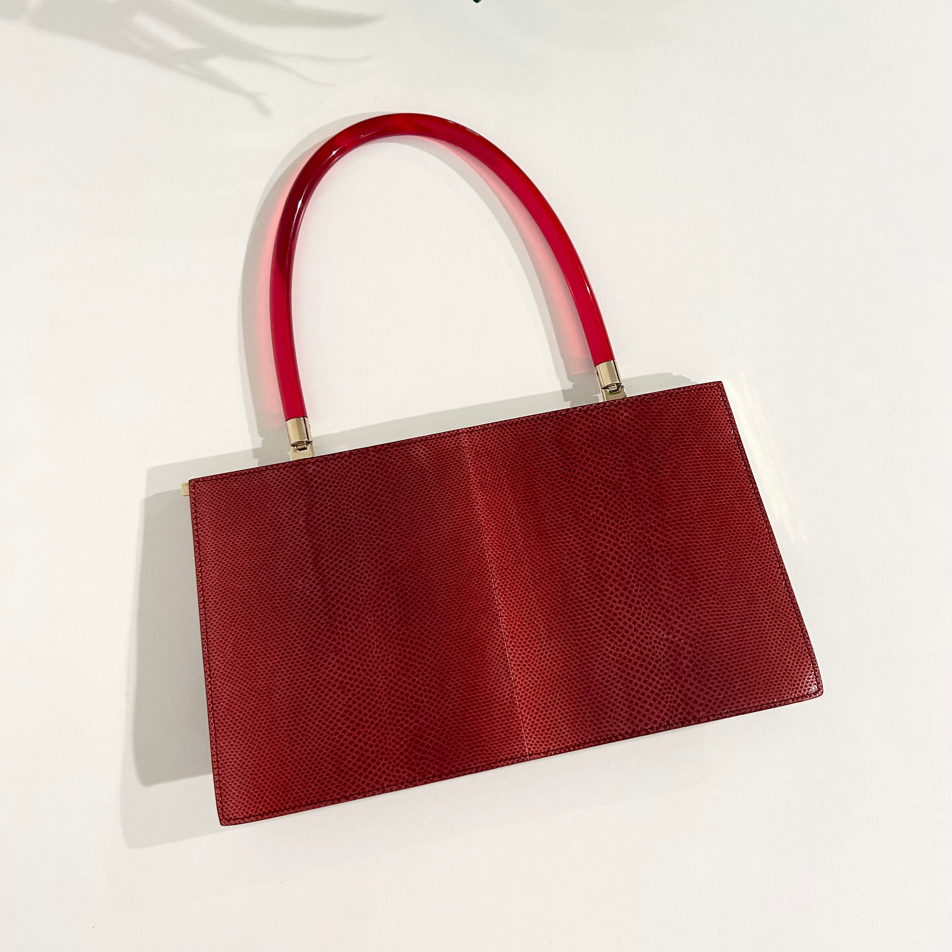 Gucci Tom Ford Red Karung Lucite Handle Bag