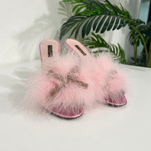 Louis Vuitton Pink Marabou Feather Heels