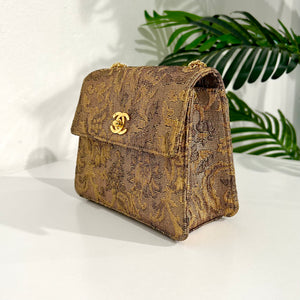 Chanel Vintage Gold Brocade Flap Bag