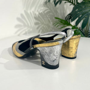 Chanel Mixed Metallic Slingback Heels