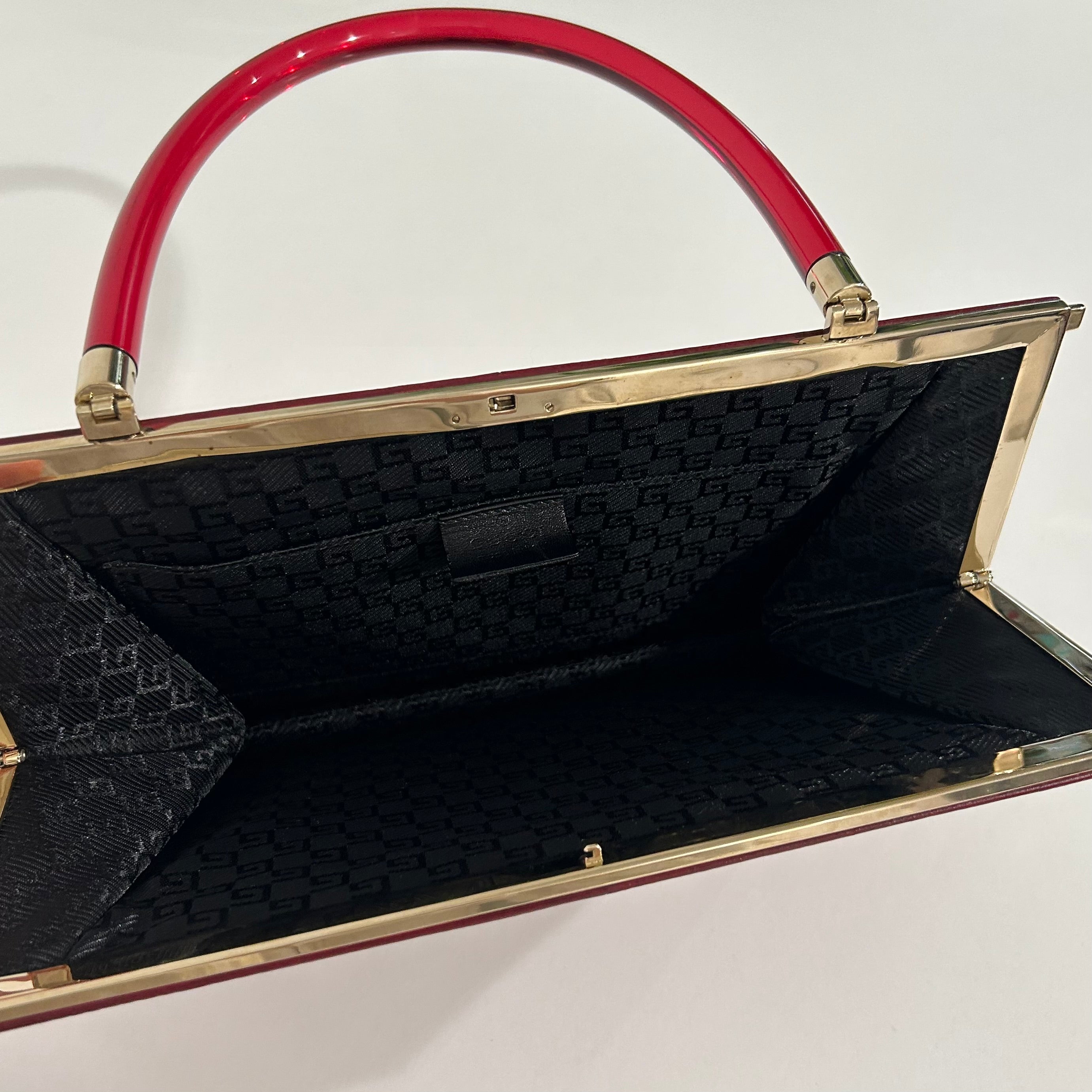 Gucci Tom Ford Red Karung Lucite Handle Bag