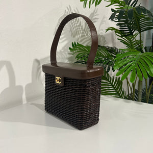 Chanel Vintage Brown Wicker Basket Bag