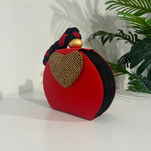 Red & Black Grosgrain Heart Bag