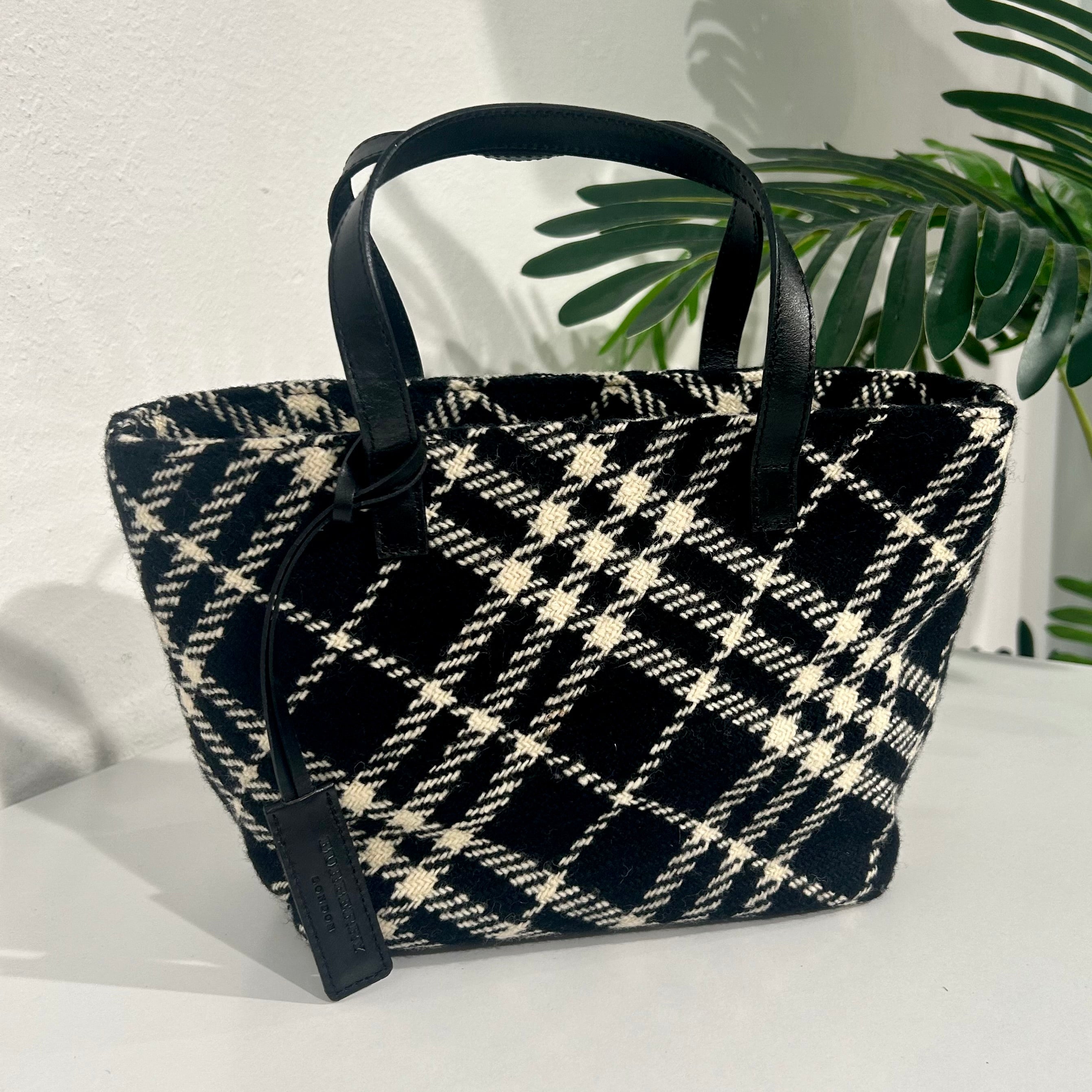 Burberry Check Wool Mini Tote Bag