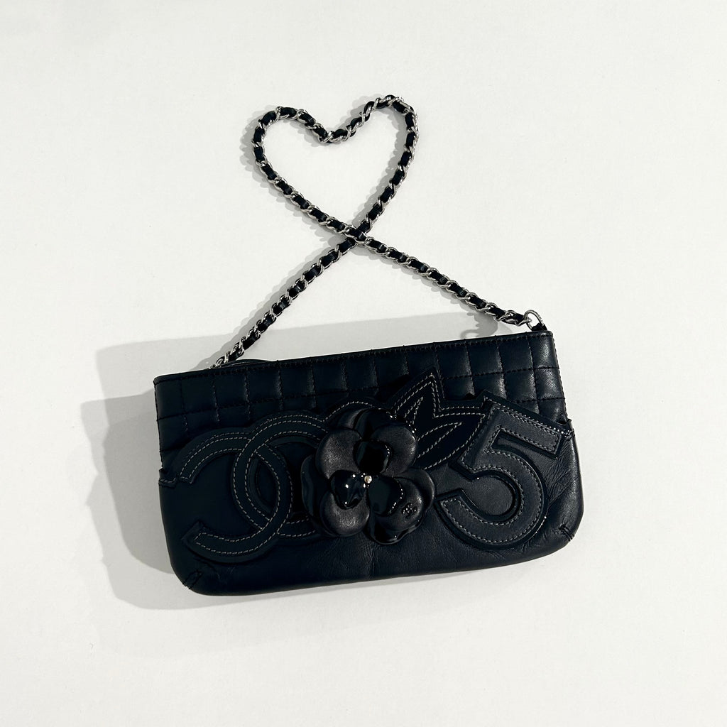 Chanel Black Icon Symbol Pochette Shoulder Bag