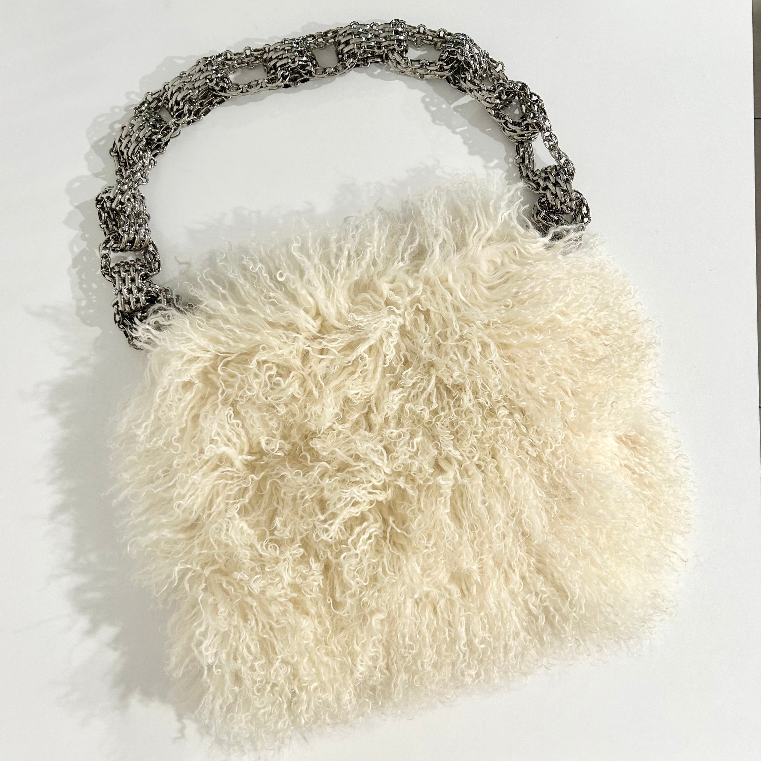 Chanel White Mongolian Lamb XL Bag