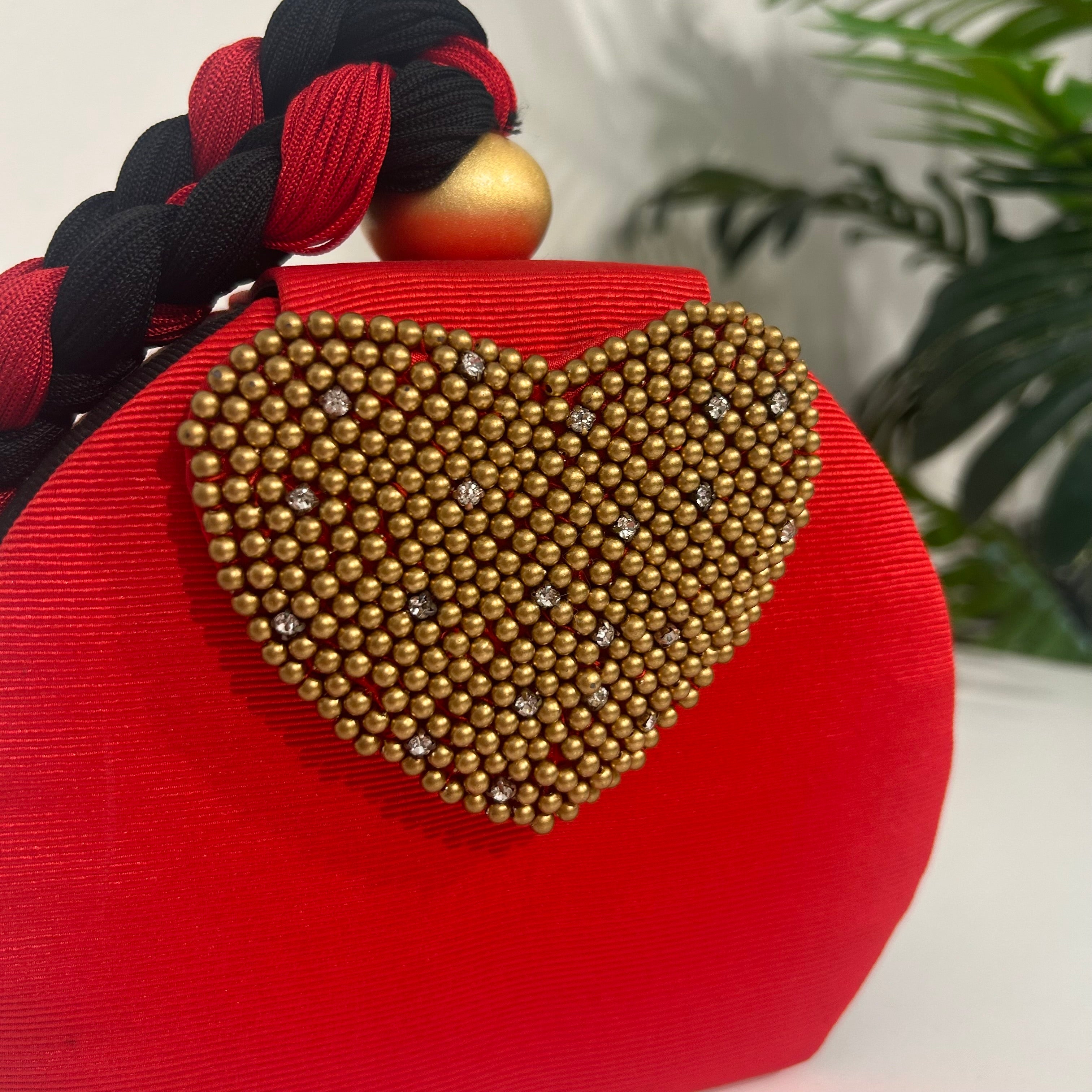 Red & Black Grosgrain Heart Bag