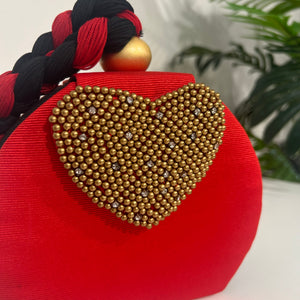 Red & Black Grosgrain Heart Bag