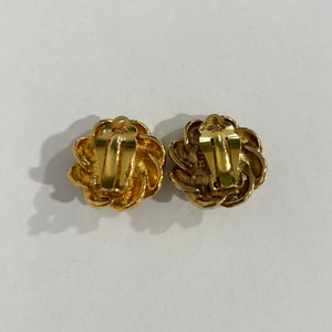 Chanel Gold & Black Button Earrings