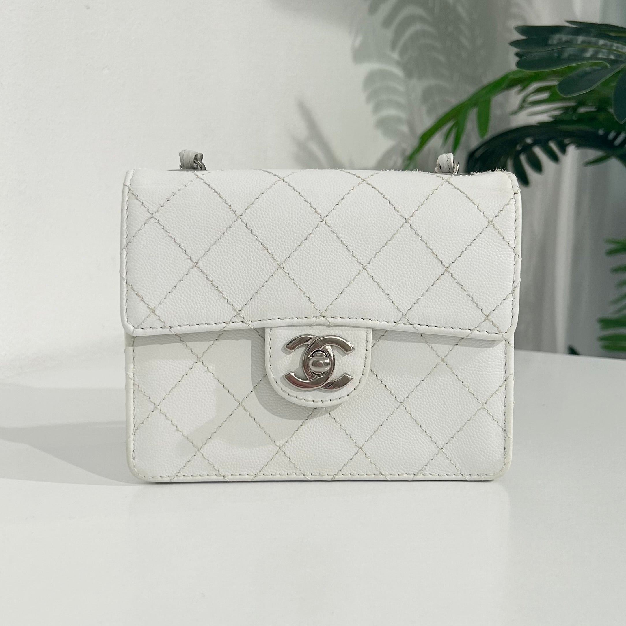 Chanel Vintage White Mini Square Flap Bag