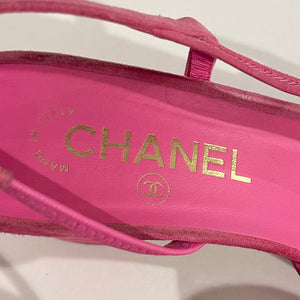 Chanel 2022 Pink Mesh & Suede Slingbacks