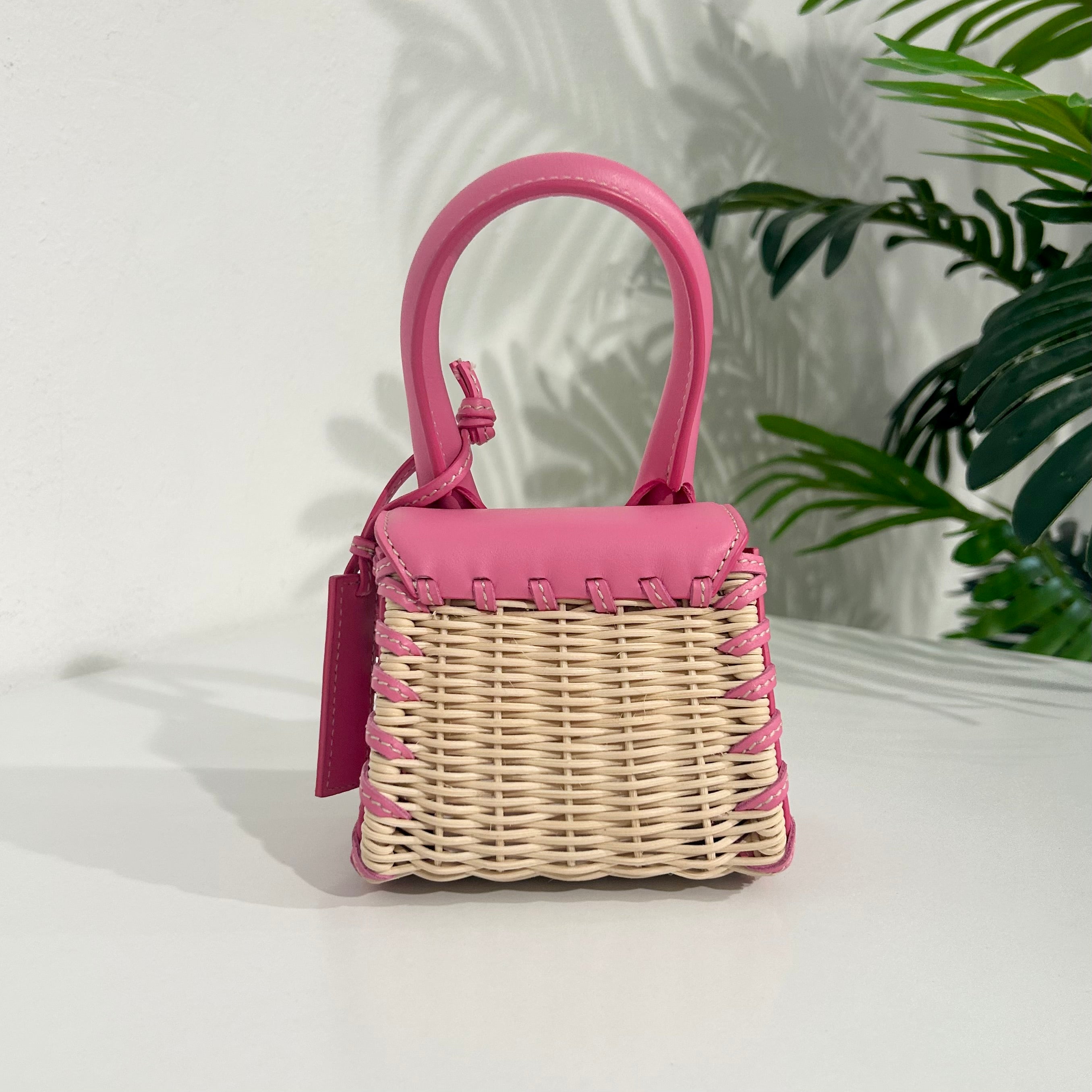 Jacquemus Pink & Wicker Mini Le Chiquito Bag