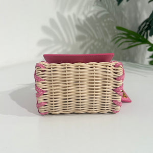 Jacquemus Pink & Wicker Mini Le Chiquito Bag