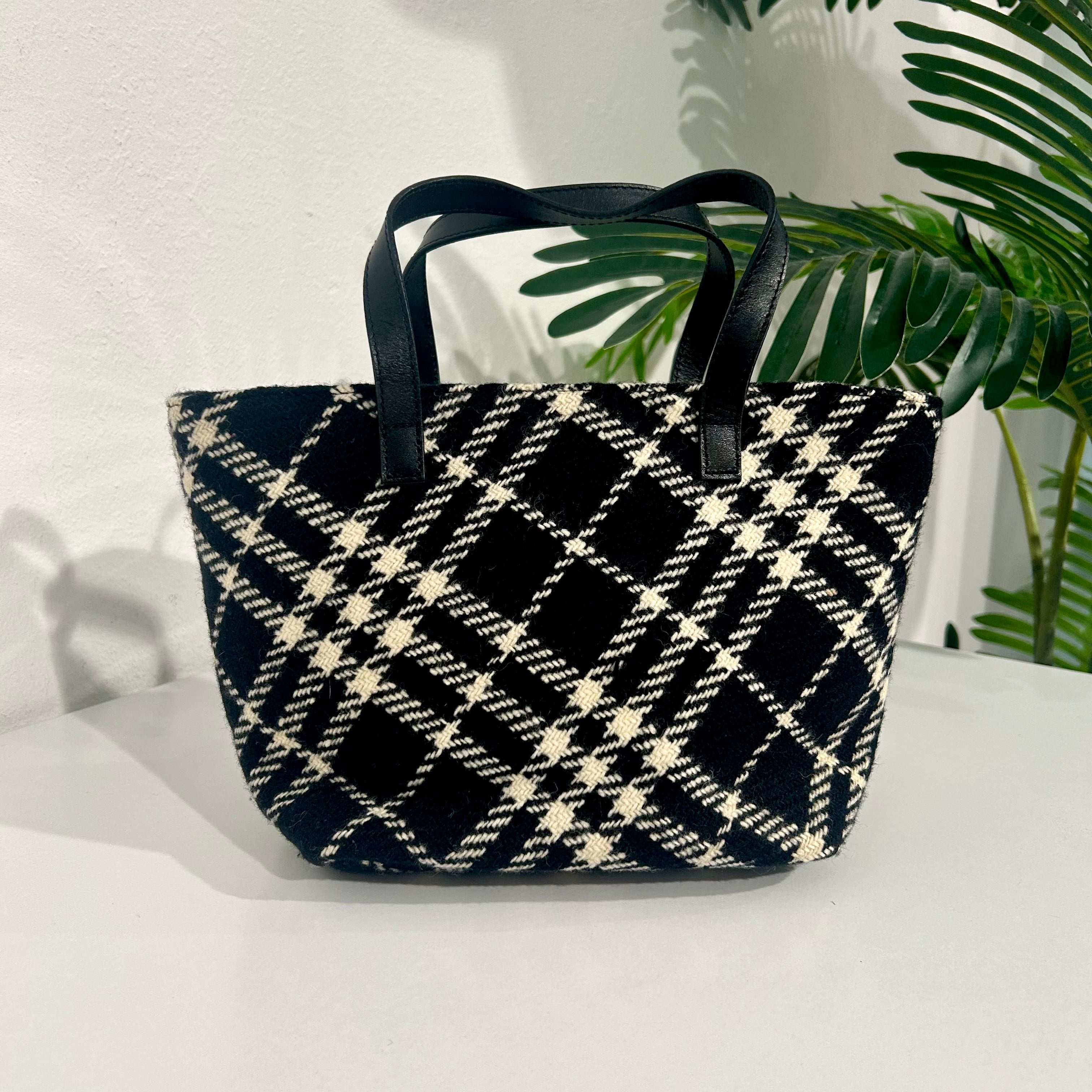 Burberry Check Wool Mini Tote Bag