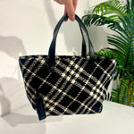 Burberry Check Wool Mini Tote Bag