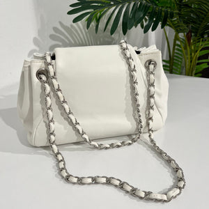 Chanel White Lambskin Sensual CC Accordion Flap Bag