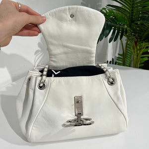 Chanel White Lambskin Sensual CC Accordion Flap Bag