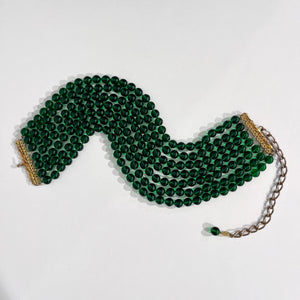 Chanel Vintage Seven Strand Green Gripoix Necklace