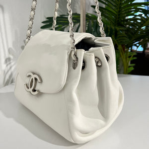 Chanel White Lambskin Sensual CC Accordion Flap Bag