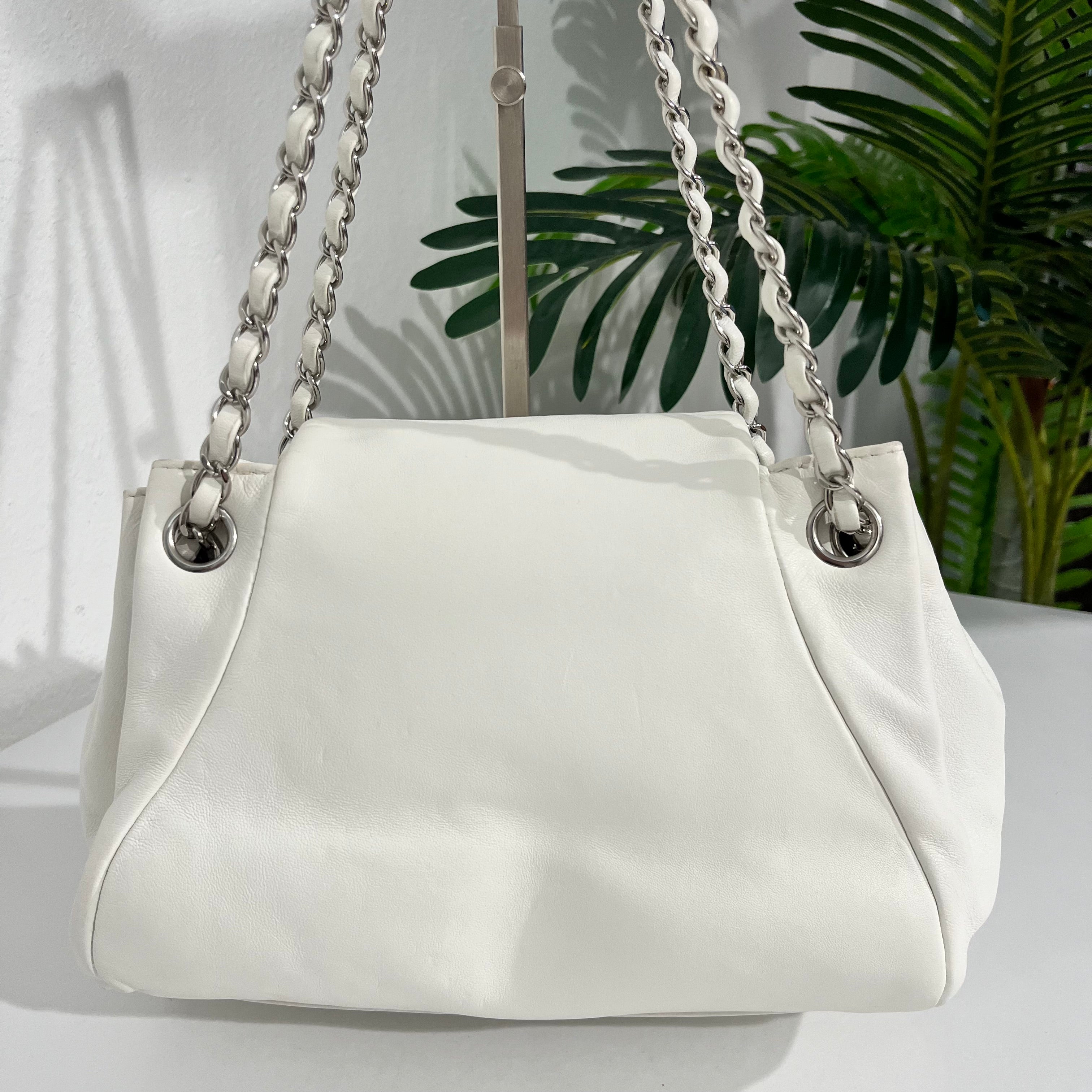 Chanel White Lambskin Sensual CC Accordion Flap Bag