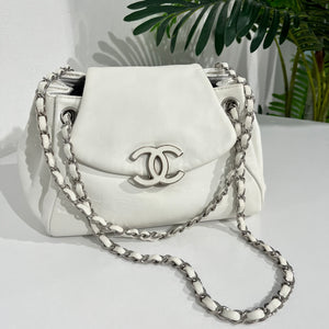 Chanel White Lambskin Sensual CC Accordion Flap Bag