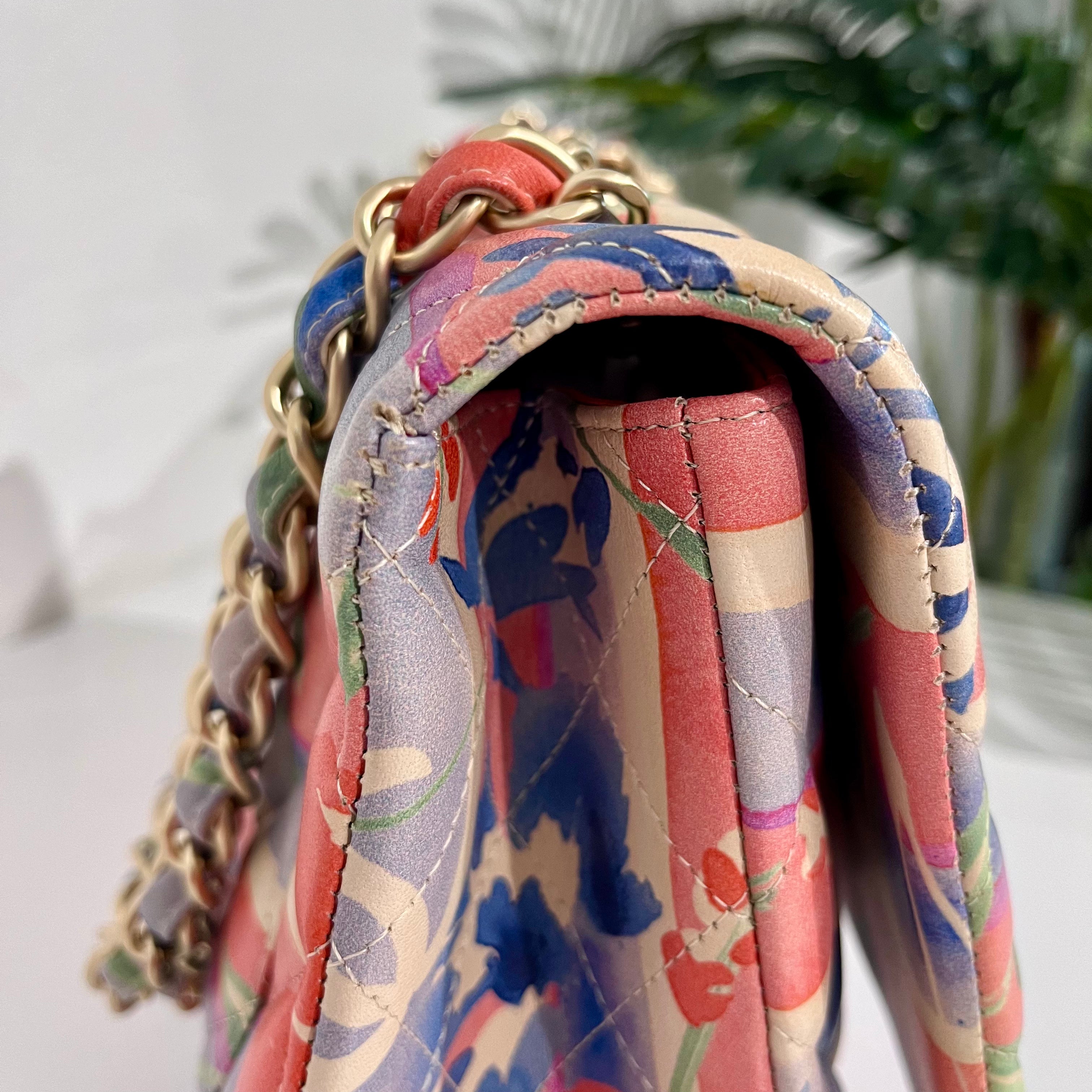 Chanel Pastel Watercolor Floral Jumbo Classic Single Flap Bag