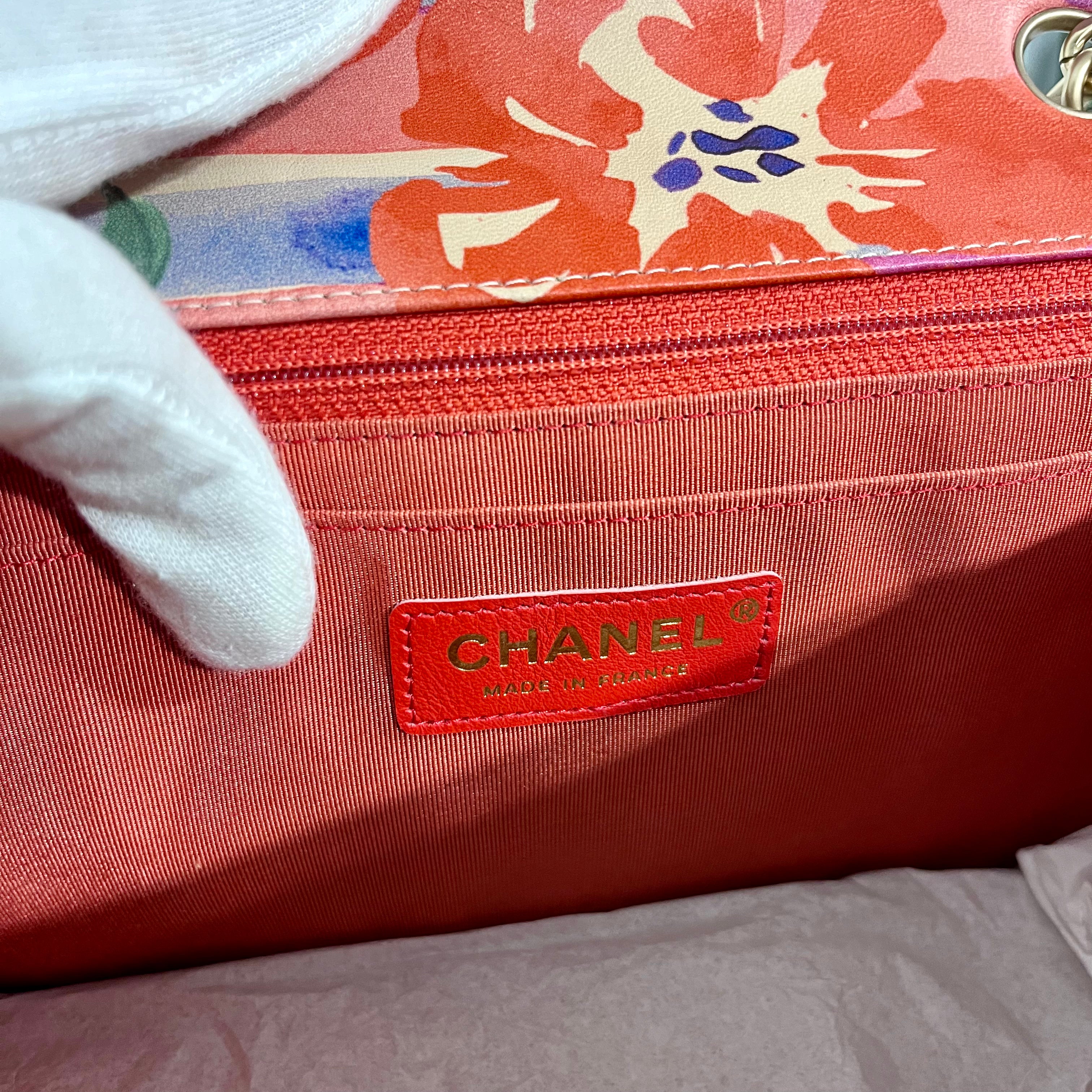 Chanel Pastel Watercolor Floral Jumbo Classic Single Flap Bag