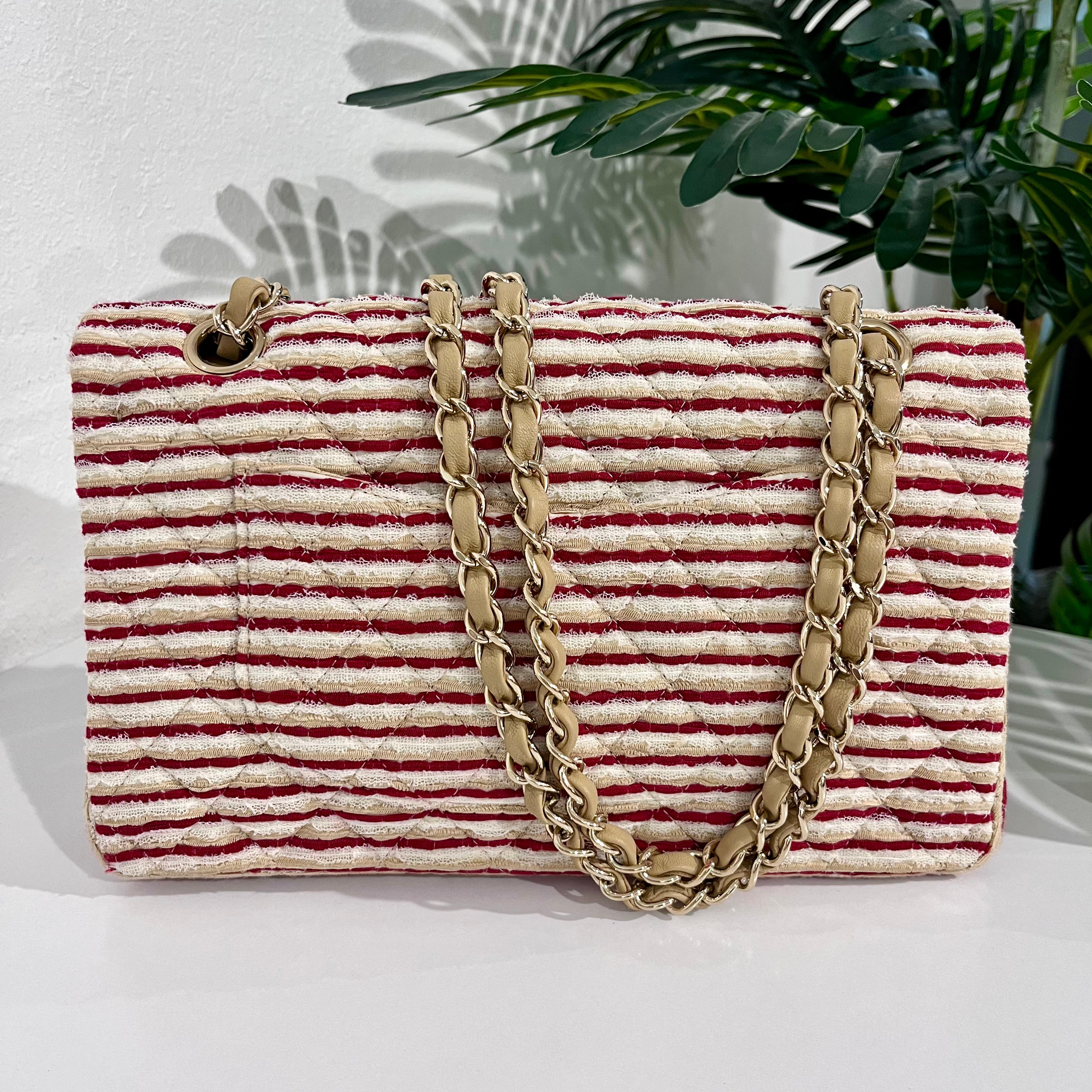 Chanel Coco Sailor Stripe Double Flap Shoulder Bag