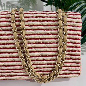 Chanel Coco Sailor Stripe Double Flap Shoulder Bag