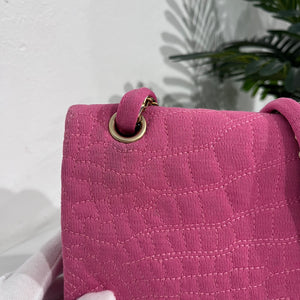 Chanel Pink Jersey Coco Croc Reissue 226 Double Flap Bag
