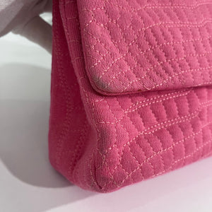 Chanel Pink Jersey Coco Croc Reissue 226 Double Flap Bag