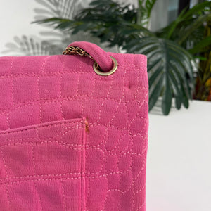 Chanel Pink Jersey Coco Croc Reissue 226 Double Flap Bag